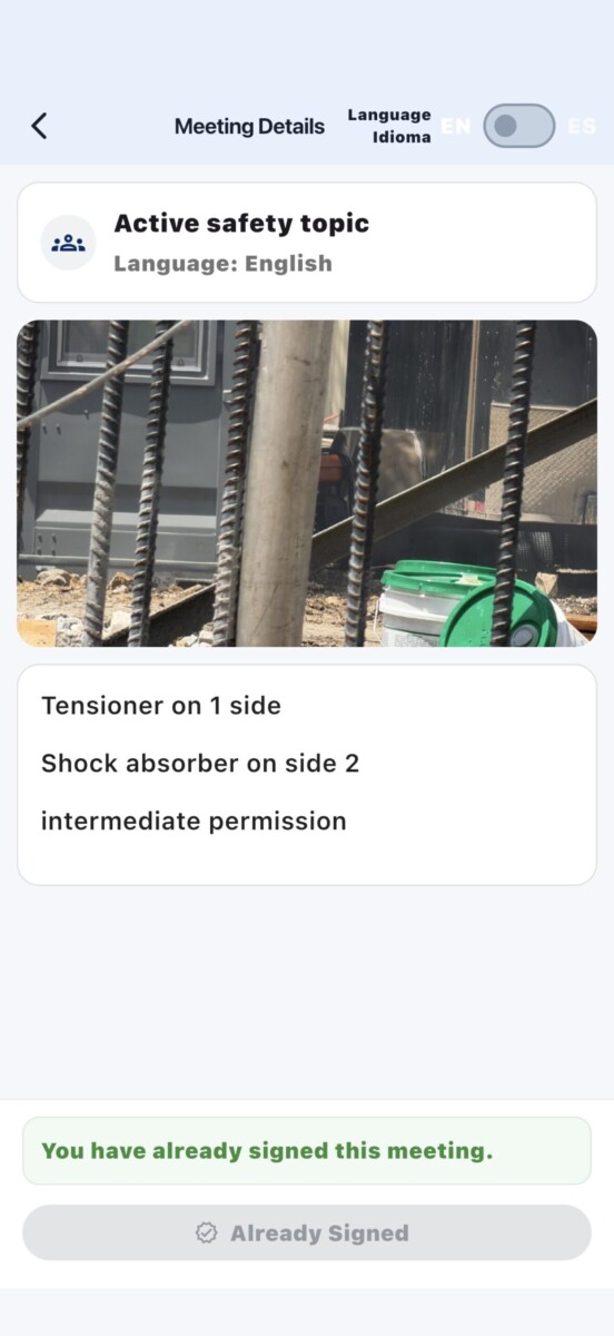 Safety meeting viewer