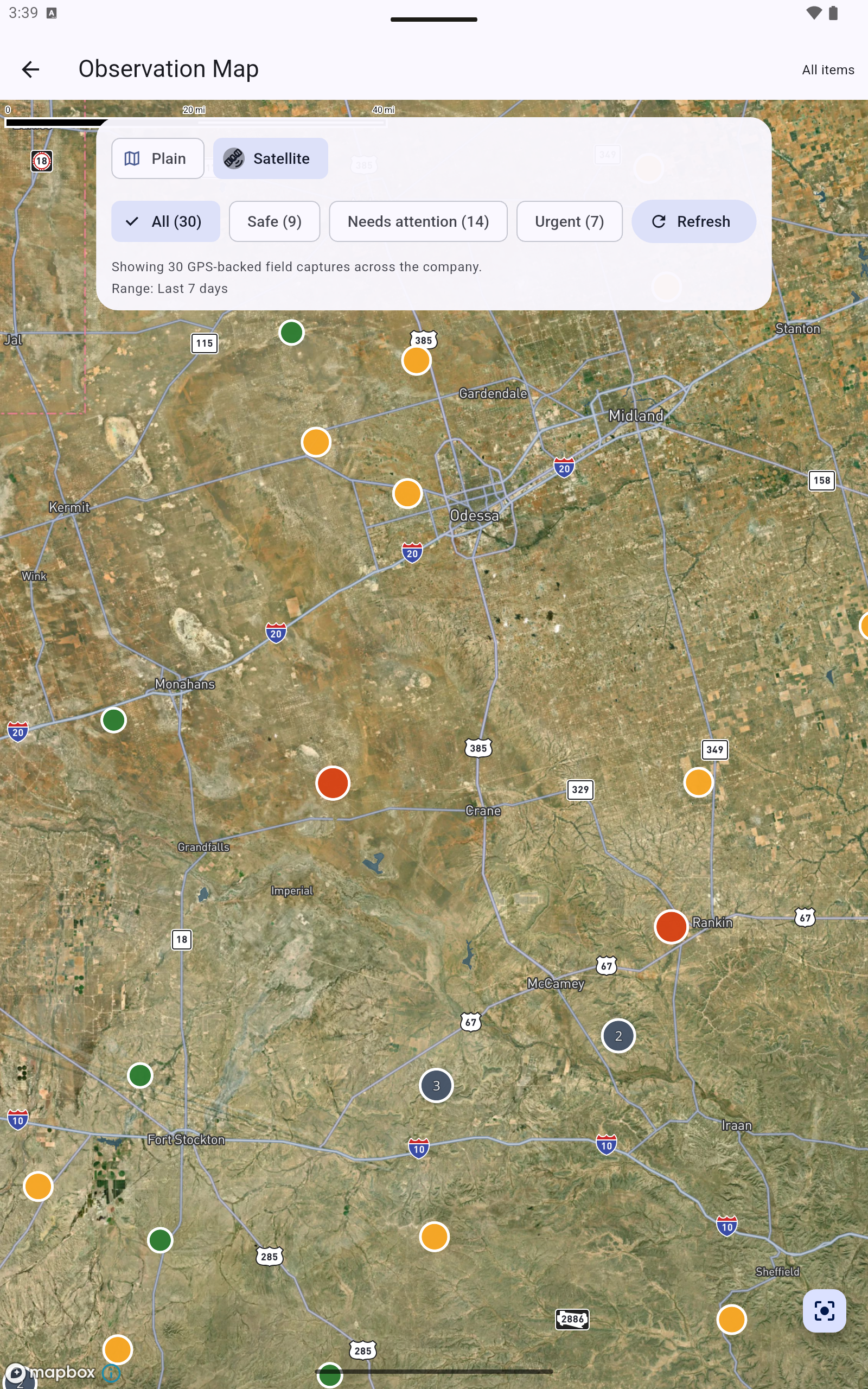 Jobfilebox observations map screenshot